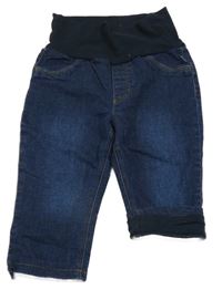 Tmavomodré teplákové podšité rifle s úpletovým pasom