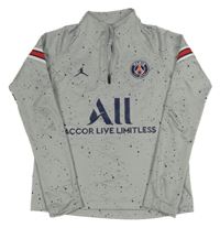 Světlešedo-tmavomodrá sportovní mikina s fleky a logem Jordan Air 