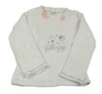 Biela plyšová mikina s nápisom a kroužky