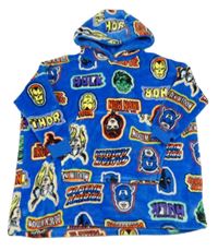 Nové - Modrá plyšová oversize mikina se superhrdiny a kapucí Marvel