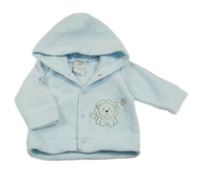 Svetlomodrá fleecová prepínaci mikina s s levíkom  a kapucňou