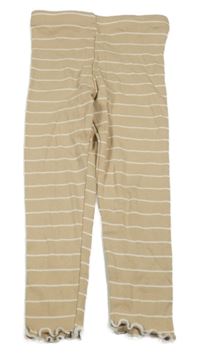 Béžovo-biele pruhované rebrované legíny Primark