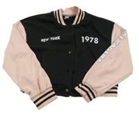 Čierno-ružová baseballová crop mikina s číslom Shein