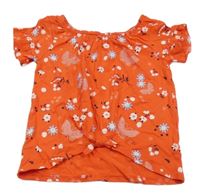 Pomerančové kvetované crop tričko Kids