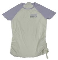 Bílo-lila tričko s nápisom H&M