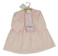 Nové - 2set - Světlerůžové šaty + světlerůžové punčocháče 