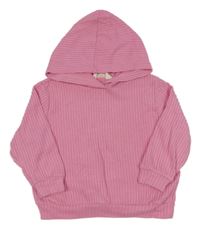 Ružová rebrovaná úpletová mikina s kapucňou H&M