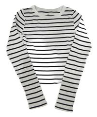 Bielo-čierne pruhované rebrované crop tričko H&M