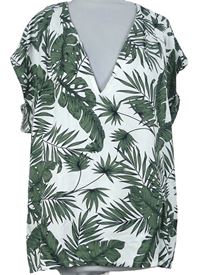 Dámská bílo-khaki halenka s listy H&M