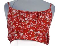 Dámsky červený kvetovaný crop top