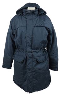 Pánsky tmavomodrý šušťákový zimný kabát s kapucňou zn. Cotton