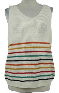 Dámský bílo-barevný pruhovaný pletený top 