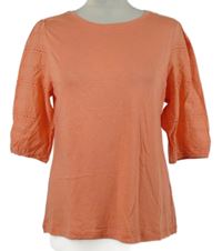 Dámske lososové tričko s madeirovými rukávy