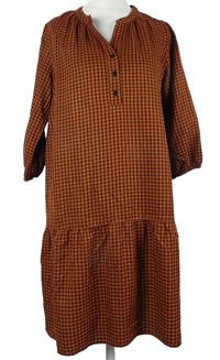 Dámské rezavo-černé kostkované košilové šaty TU 