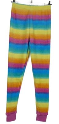 Dámske farebně pruhované plyšové pyžamové nohavice Dunnes