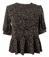 Dámská černo-pudrová vzorovaná žabičková halenka Oasis