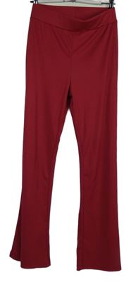 Dámske červené rebrované zvonové nohavice