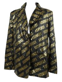 Nové - Dámský černo-zlatý oversized blejzr s nápisy Shein 