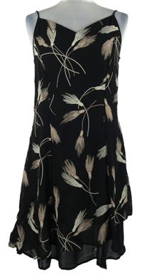 Dámské černé šifonové šaty s potiskem 