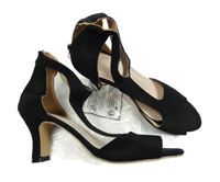 Nové - Dámské černé sametové lodičky s otevřenou špičkou na podpatku vel. 37