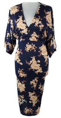 Dámské tmavomodré květované šaty Asos 