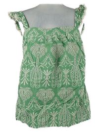 Nové - Dámsky zeleno-biely madeirový top s palmami Love and Roses