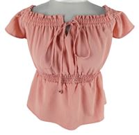 Dámská světlerůžová strukturovaná crop halenka Guess