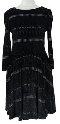 Dámske čierne vzorované zamatové šaty Topshop