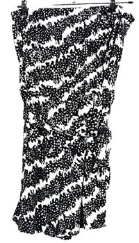 Dámsky čierno-biely vzorovaný kraťasový overal s opaskom Nutmeg