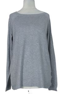 Dámsky sivý sveter s korálkami C&A
