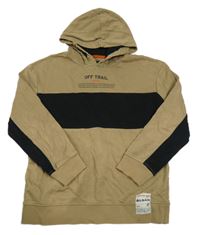 Béžovo-čierna mikina s nápisom a kapucňou C&A