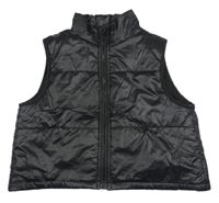 Čierna šušťáková zateplená crop vesta Shein