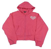 Malinová prepínaci crop mikina s nápisom a kapucňou Primark