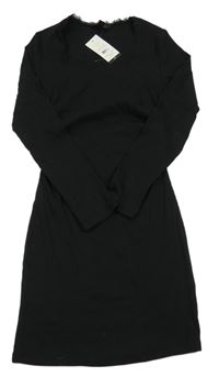 Nové - Černé žebrované bavlněné šaty New Look