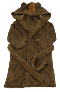 Hnědý chlupatý župan s kapucí- medvěd H&M