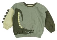 Zeleno-khaki-žlutá mikkina s krokodílom George