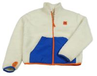 Smetanovo-modrá huňatá propínací mikina s šusťákem Dunnes