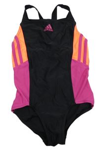 Černo-růžovo-oranžové sportovní plavky Adidas
