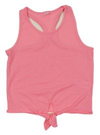 Růžovo-stříbrno pruhovaný crop top s vázáním Zeeman