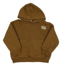 Hnedá mikina s nápisom a kapucňou Zara