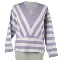 Dámsky lila-biely pruhovaný sveter Body flitr