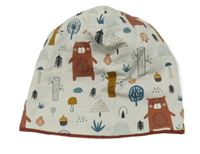 Krémová oboustranná čepice se zvířátky