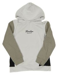 Bielo-sivo-čierna mikina s nápisom a kapucňou River Island