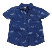Tmavomodrá rifľová košeľa s dinosaurami F&F