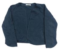 Tmavomodrý rebrovaný teplákový cardigan Mango