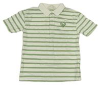 Bielo-zelené pruhované polo tričko s pálkami H&M