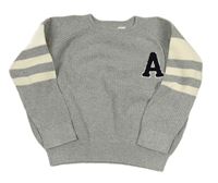 Sivý rebrovaný sveter s písmenem H&M