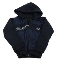 Tmavomodro-šušťáková prepínaci mikina s kapucí Adidas