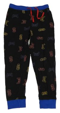 Černé pyžamové kalhoty s ovladači 