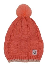 Korálová pletená čapica s tučňákem a brmbolcom Lupilu